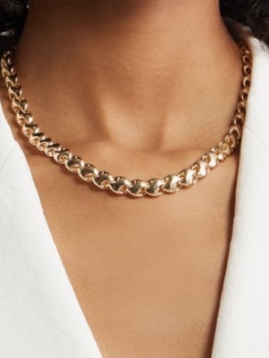Open Edit Jewelry - Statement Necklace in Polished Gold Interlock Link